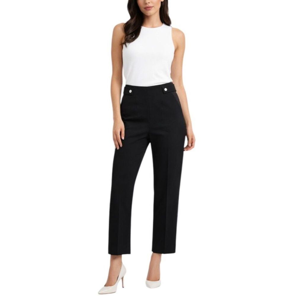 Maje NWOT Women's Black High Rise Button Detail Ankle Dress Pants Size 34/US XS